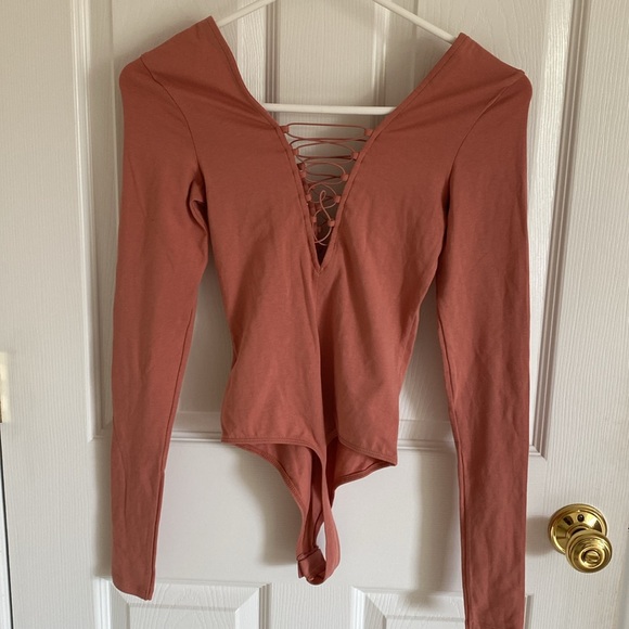 Express One Eleven Lace Up Thong Cotton Bodysuit - Picture 5 of 8